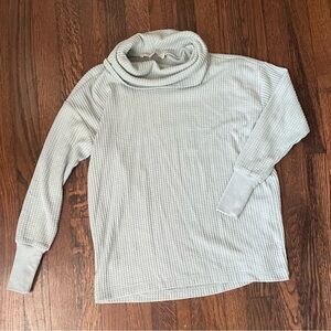 Loft petite mint green waffle turtle neck shirt